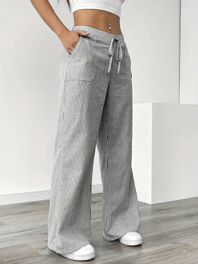 Louise - Pantalons Rayés Décontractés