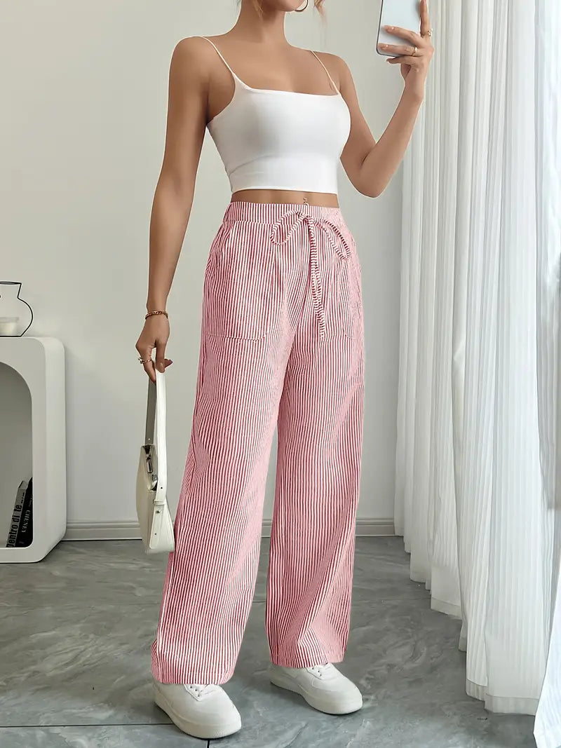 Louise - Pantalons Rayés Décontractés