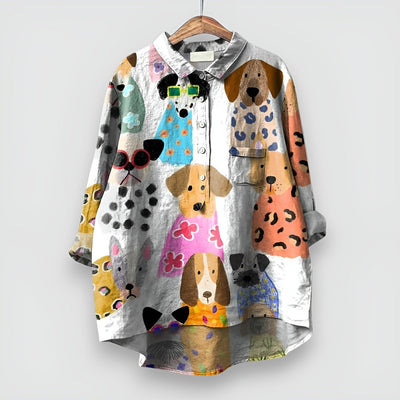Kathrin - Blouse pour femmes avec imprimé de chiens