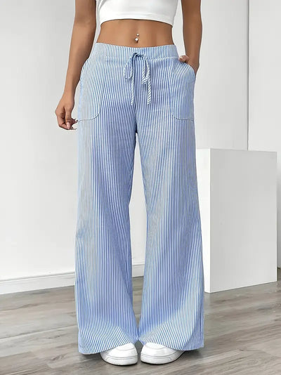 Louise - Pantalons Rayés Décontractés