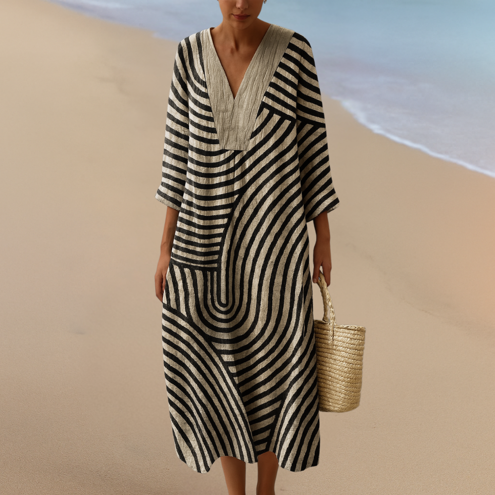 Sofie - Robe Maxi Élégante Monochrome